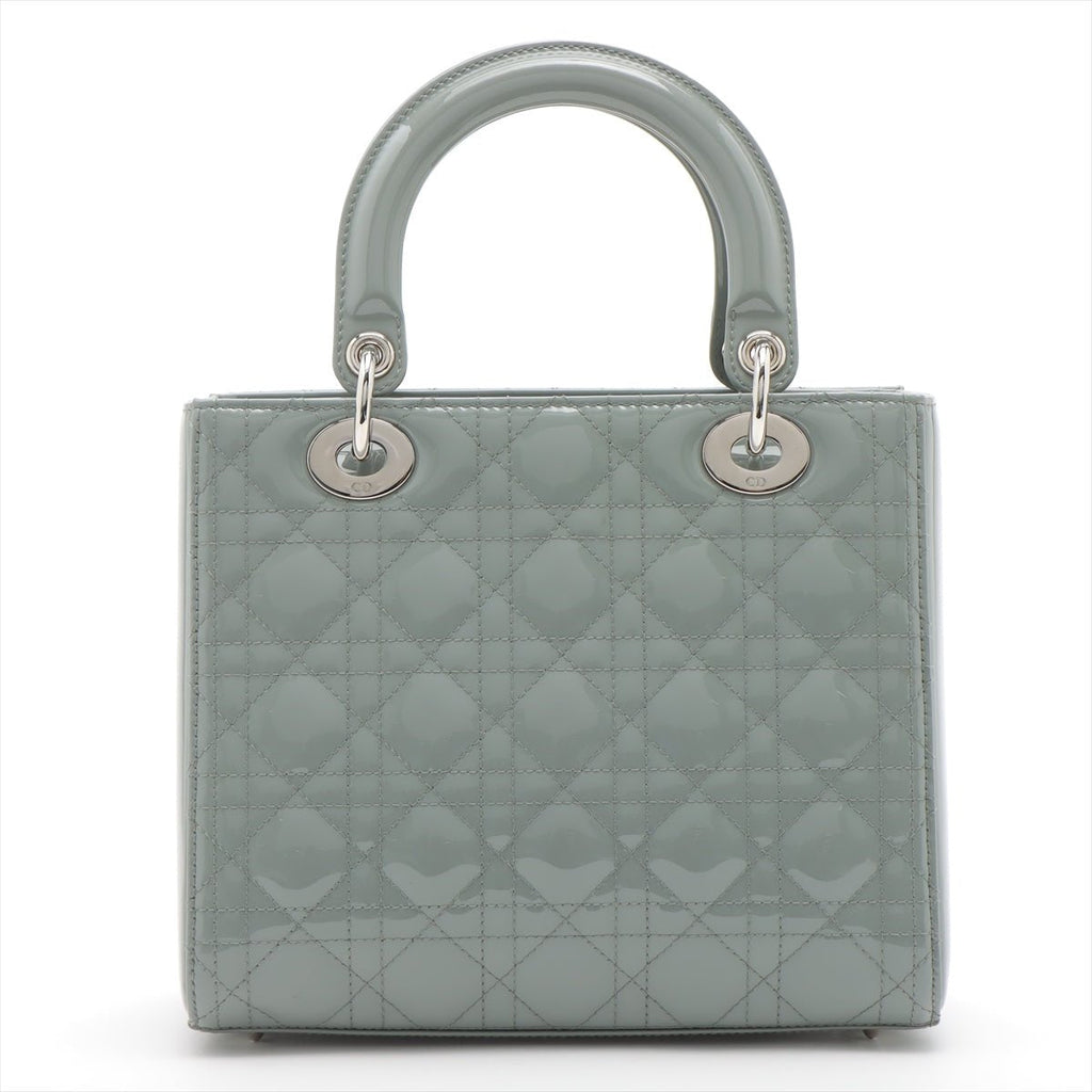 Second hand Dior Lady Dior Grey Patent Cannage leather 2-way - Tabita Bags