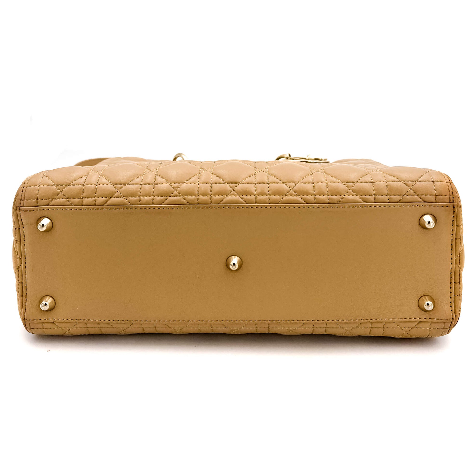 Dior Lady Dior Large Cannage Leather Zip Beige Bag Tabita Bags