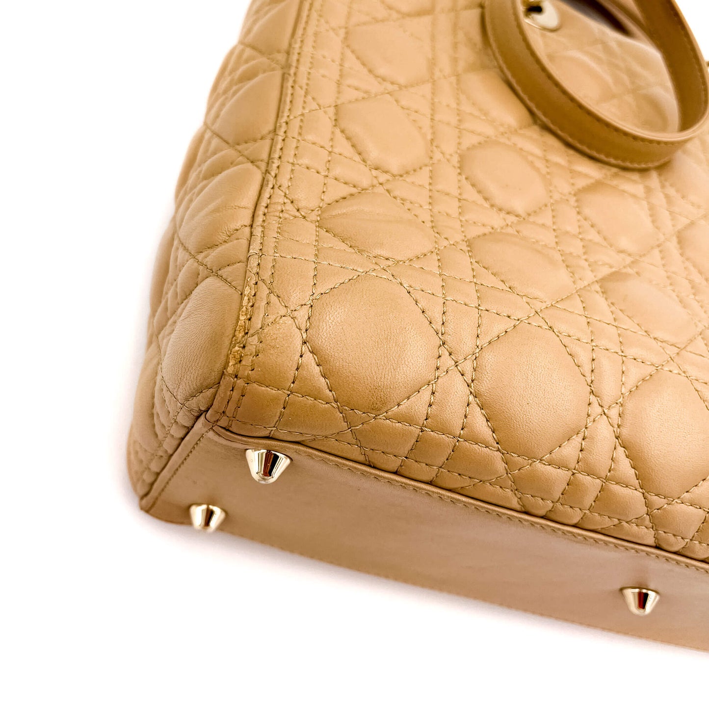 Second hand Dior Lady Dior Large Cannage Leather Zip Beige Bag - Tabita Bags