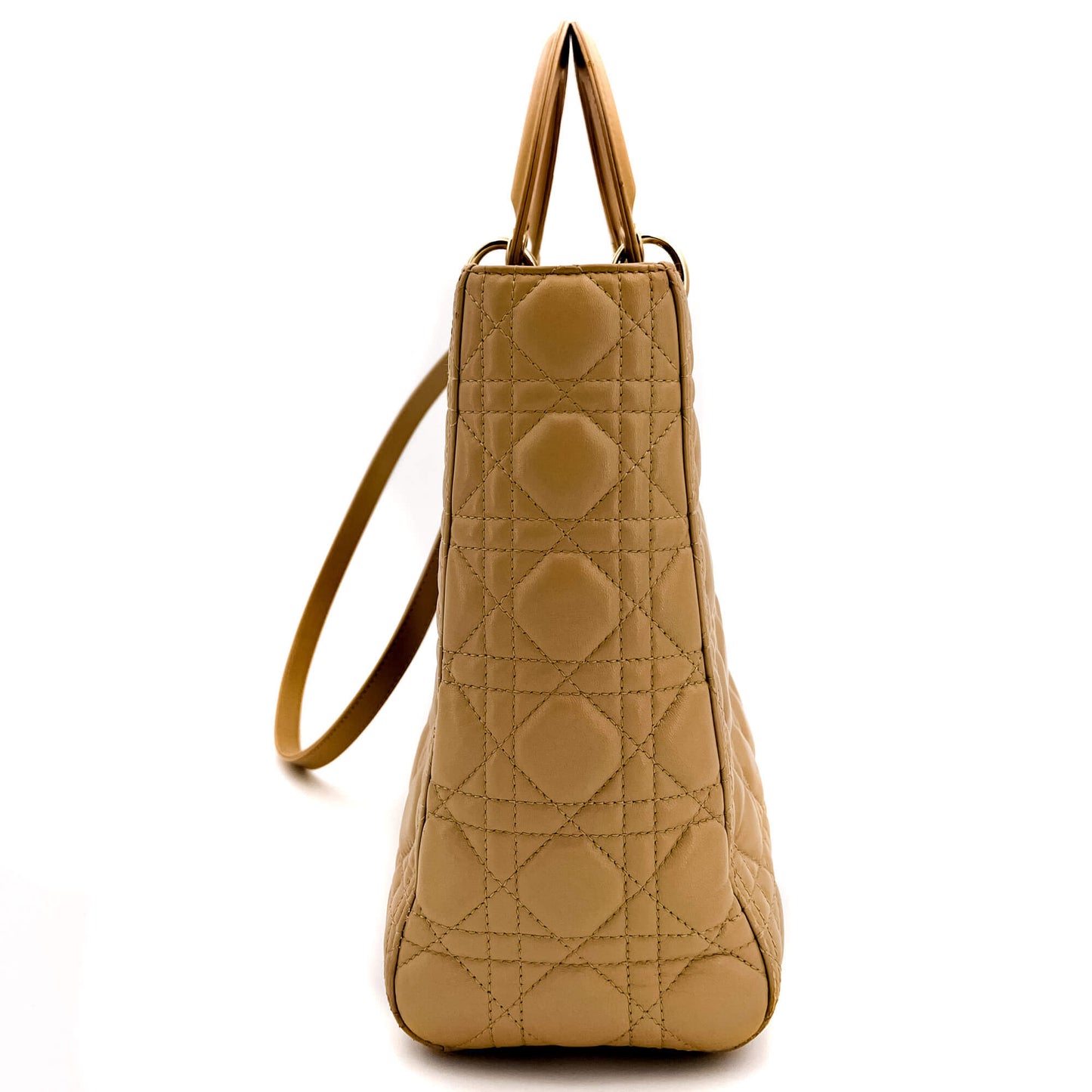 Second hand Dior Lady Dior Large Cannage Leather Zip Beige Bag - Tabita Bags