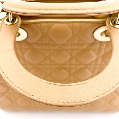 Second hand Dior Lady Dior Large Cannage Leather Zip Beige Bag - Tabita Bags