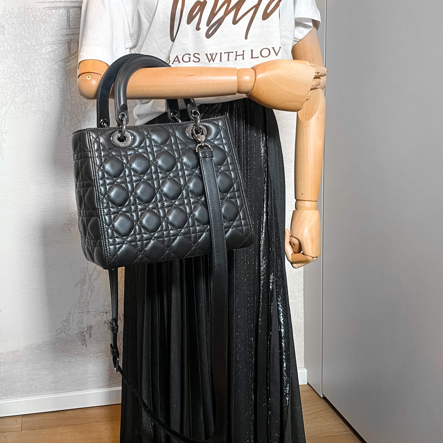 Second hand Dior Lady Dior Medium Cannage Leather Black Bag - Tabita Bags