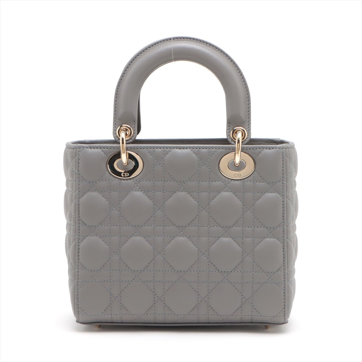 Second hand Dior Lady Dior MY ABCDIOR Small Cannage Leather 2-Way Handbag Grey - Tabita Bags