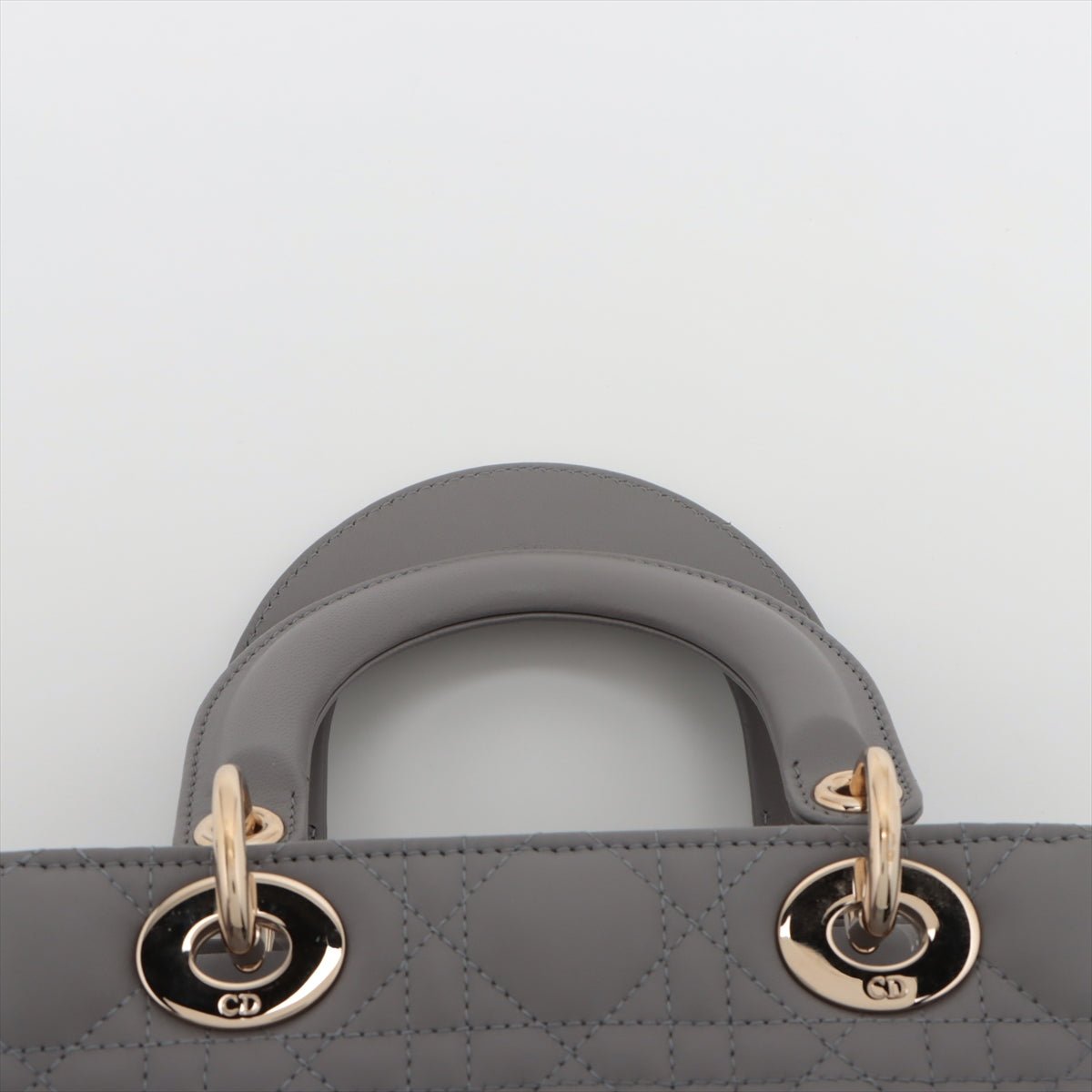 Second hand Dior Lady Dior MY ABCDIOR Small Cannage Leather 2-Way Handbag Grey - Tabita Bags