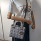 Second hand Dior Lady Dior MY ABCDIOR Small Cannage Leather 2-Way Handbag Grey - Tabita Bags