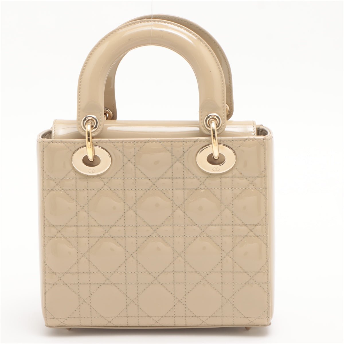 Second hand Dior Lady Dior Small Cannage Patent Calfskin Beige Bag - Tabita Bags