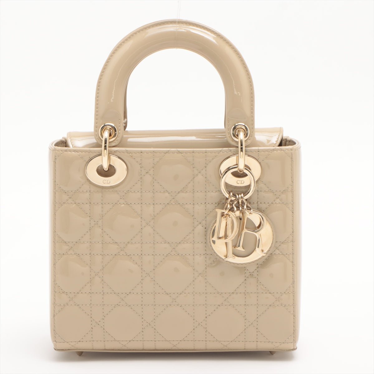 Second hand Dior Lady Dior Small Cannage Patent Calfskin Beige Bag - Tabita Bags