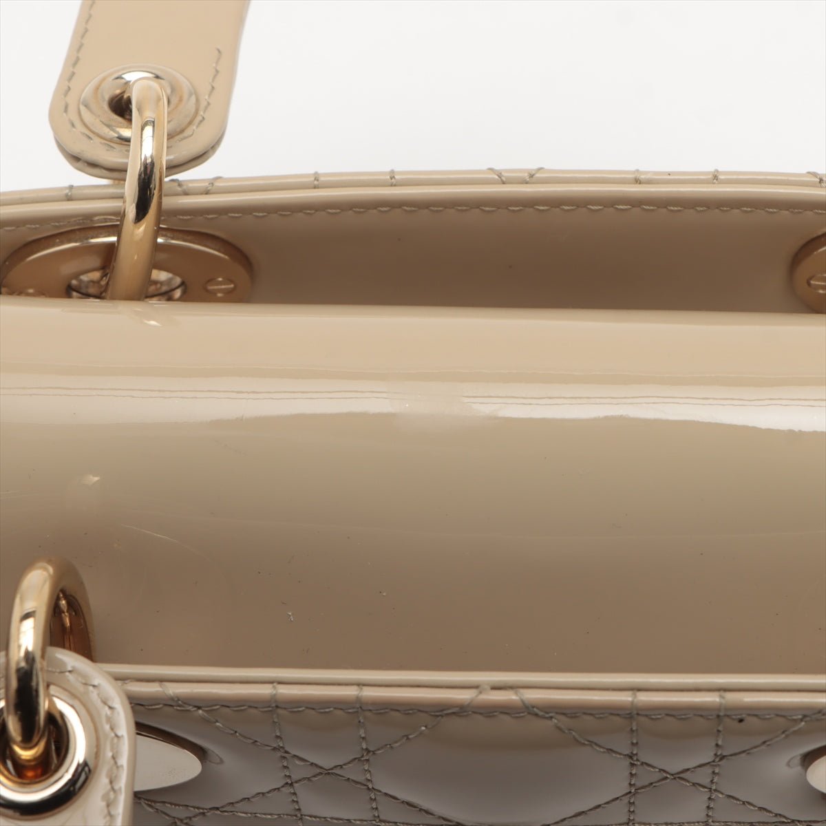 Second hand Dior Lady Dior Small Cannage Patent Calfskin Beige Bag - Tabita Bags