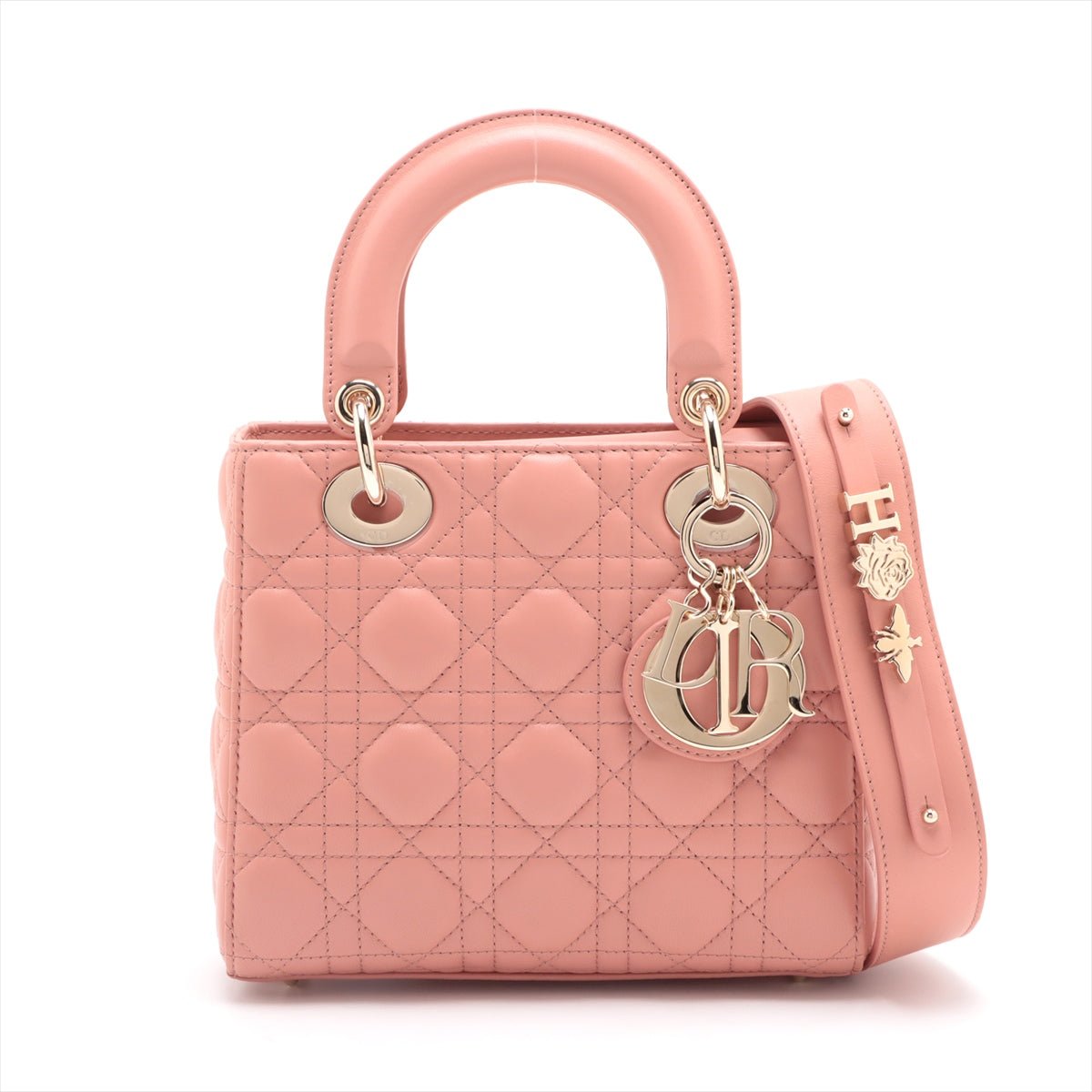 Second hand Dior Lady Dior Small My ABCDior Cannage Lambskin Leather 2-Ways Tote Bag Pink - Tabita Bags