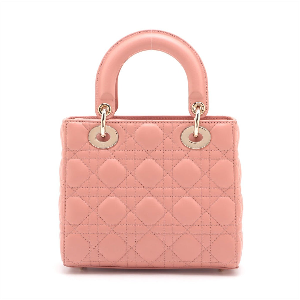 Second hand Dior Lady Dior Small My ABCDior Cannage Lambskin Leather 2-Ways Tote Bag Pink - Tabita Bags