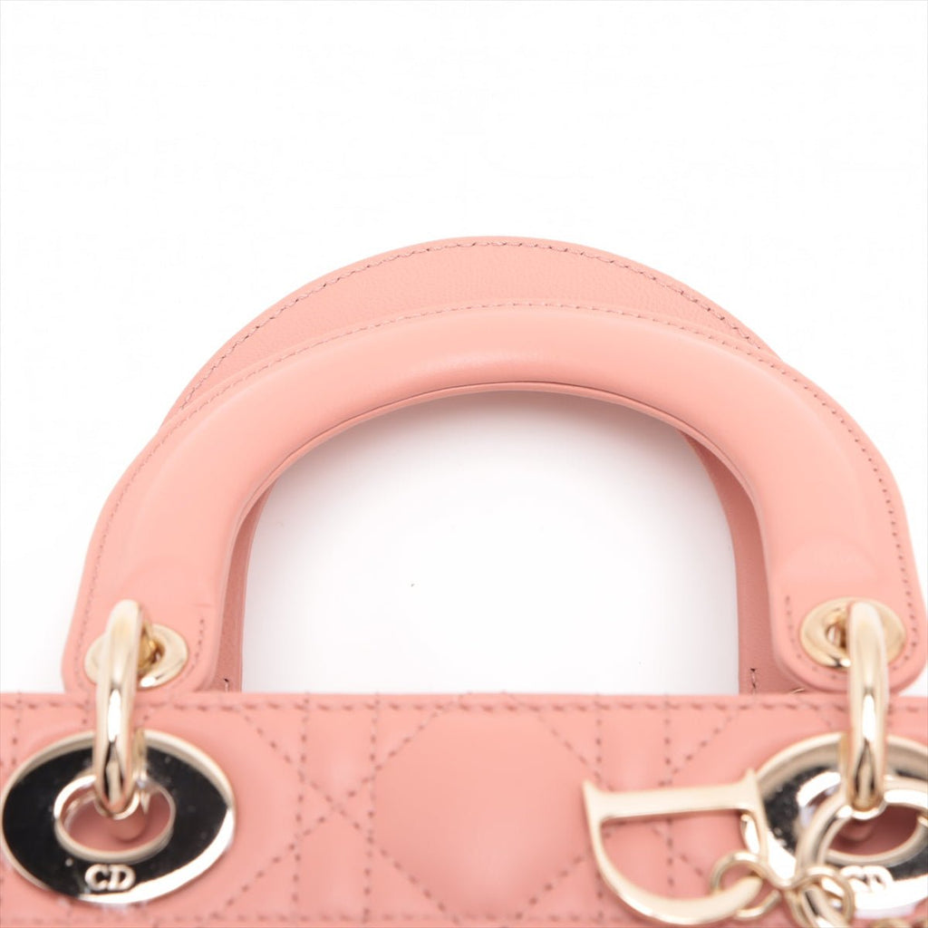Second hand Dior Lady Dior Small My ABCDior Cannage Lambskin Leather 2-Ways Tote Bag Pink - Tabita Bags