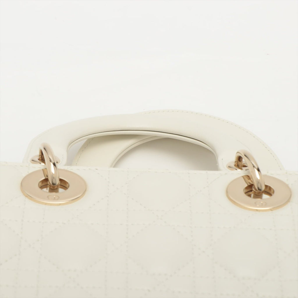 Second hand Dior Small Lady Dior My ABCDior Bag Leather 2-way Off White - Tabita Bags