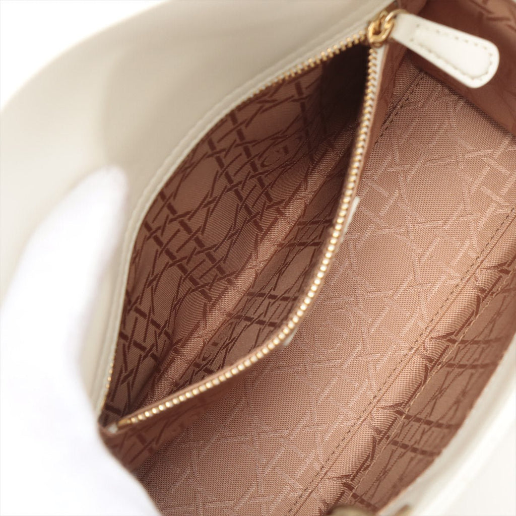 Second hand Dior Small Lady Dior My ABCDior Bag Leather 2-way Off White - Tabita Bags