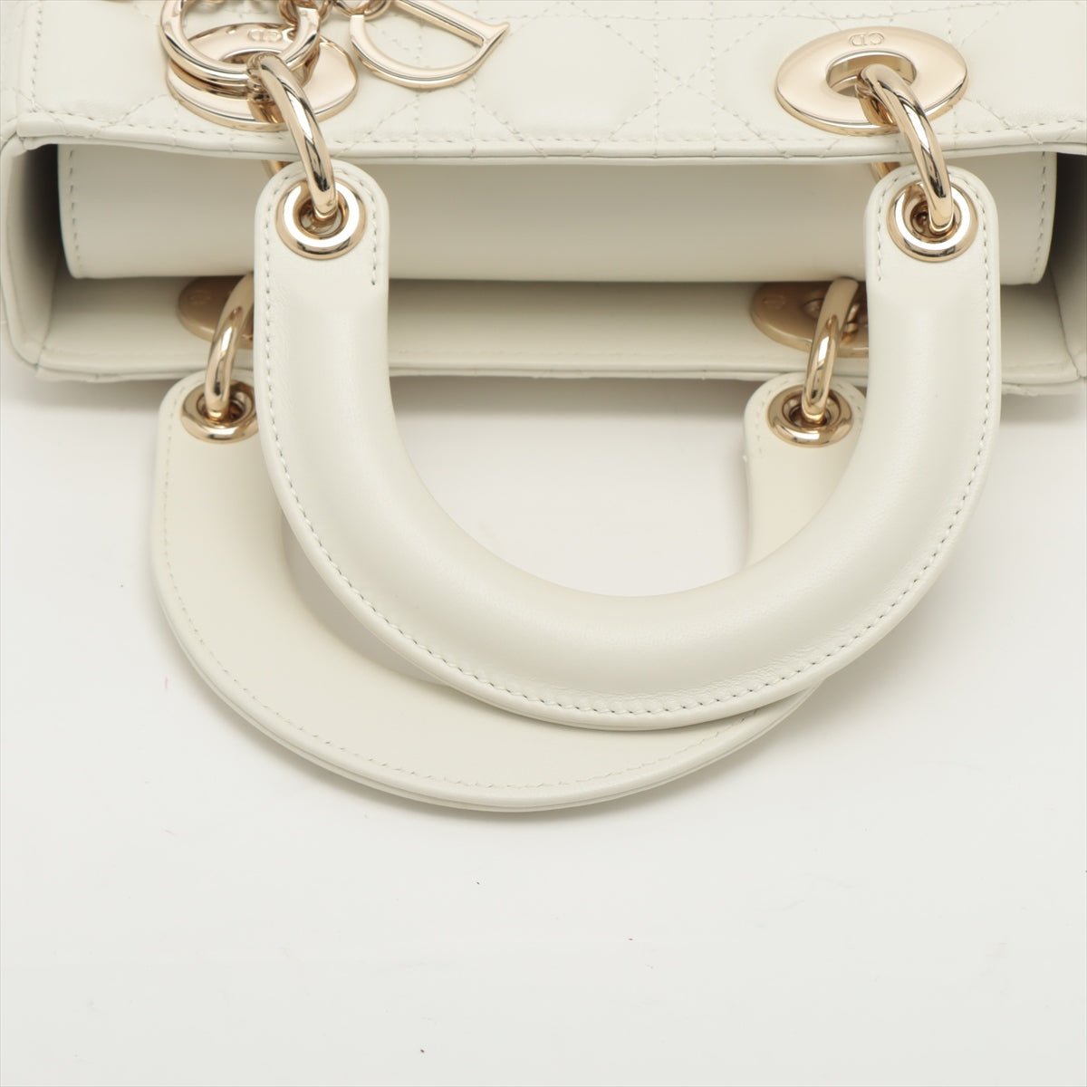 Second hand Dior Small Lady Dior My ABCDior Bag Leather 2-way Off White - Tabita Bags