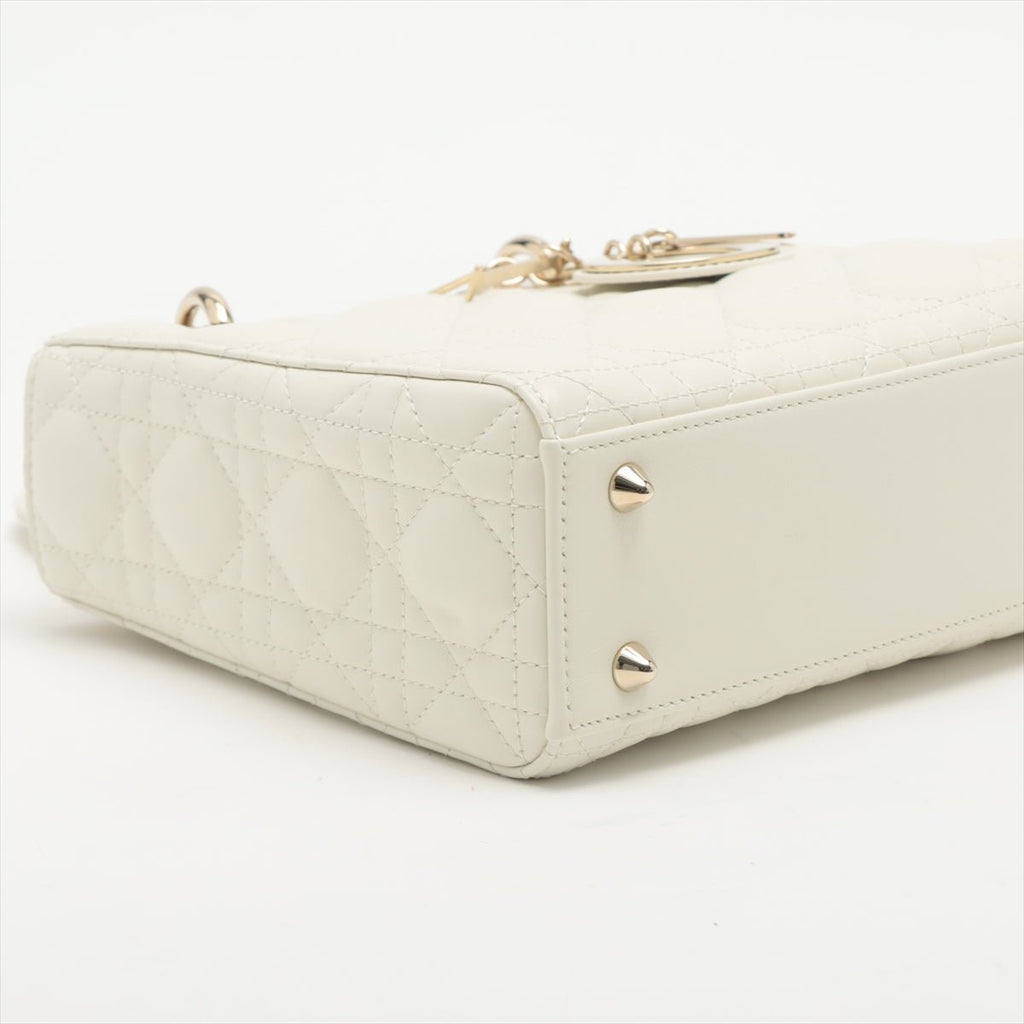 Second hand Dior Small Lady Dior My ABCDior Bag Leather 2-way Off White - Tabita Bags