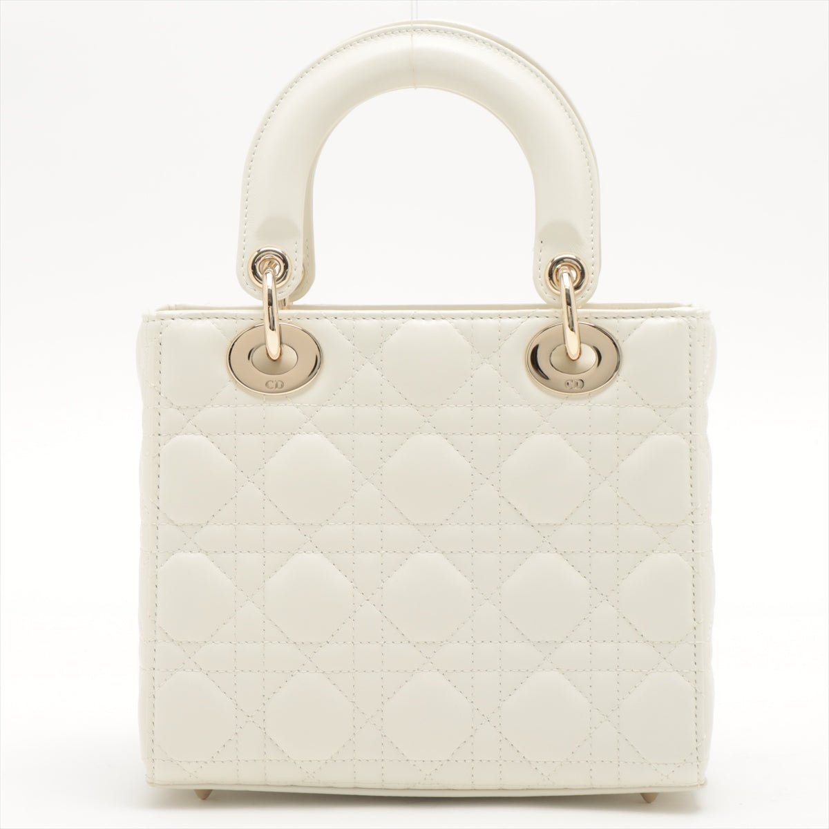 Second hand Dior Small Lady Dior My ABCDior Bag Leather 2-way Off White - Tabita Bags