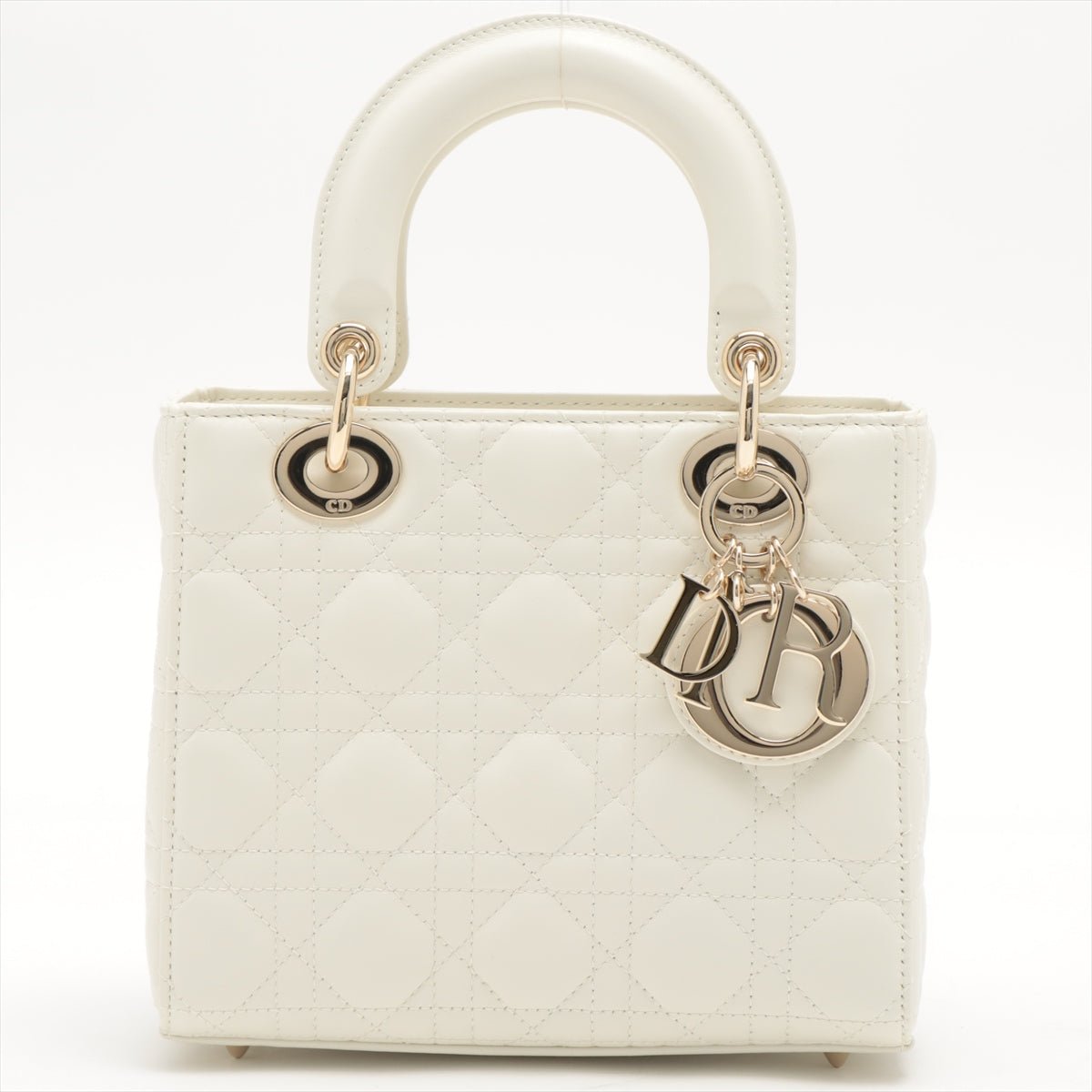 Second hand Dior Small Lady Dior My ABCDior Bag Leather 2-way Off White - Tabita Bags