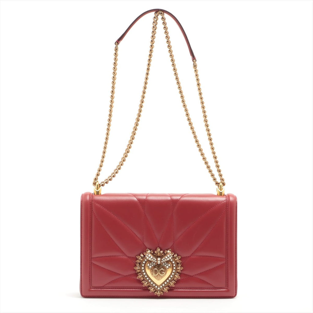 Second hand Dolce e Gabbana Devotion Chain Large Quilted Nappa Poppy Red Bag - Tabita Bags