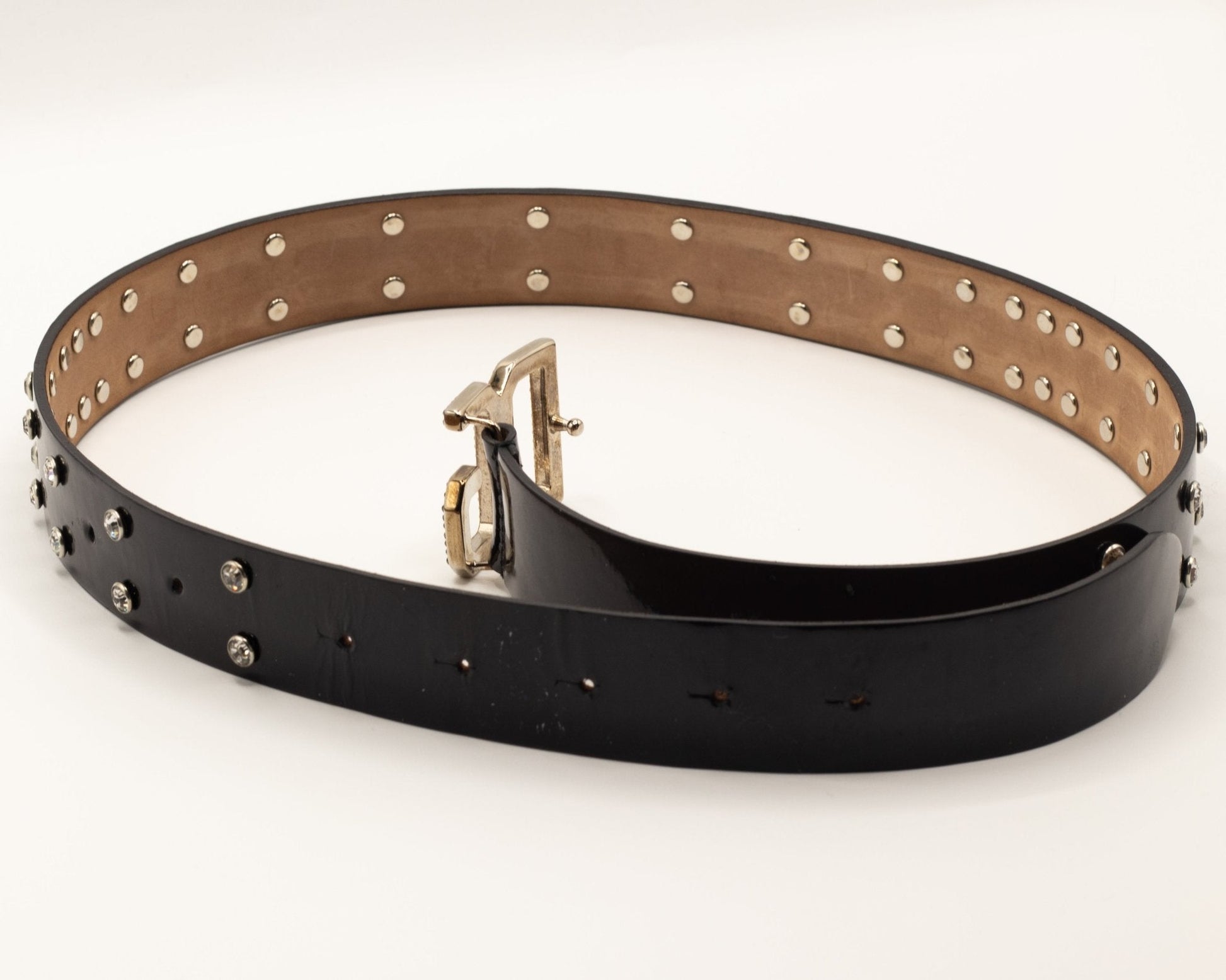 Dolce e Gabbana DG buckle Studded Belt - size 80 - Tabita Bags