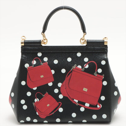 Second hand Dolce e Gabbana Sicily Polka Dots Small Dauphine Leather Black Bag - Tabita Bags