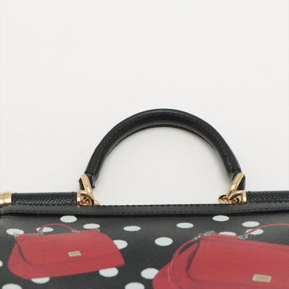 Second hand Dolce e Gabbana Sicily Polka Dots Small Dauphine Leather Black Bag - Tabita Bags