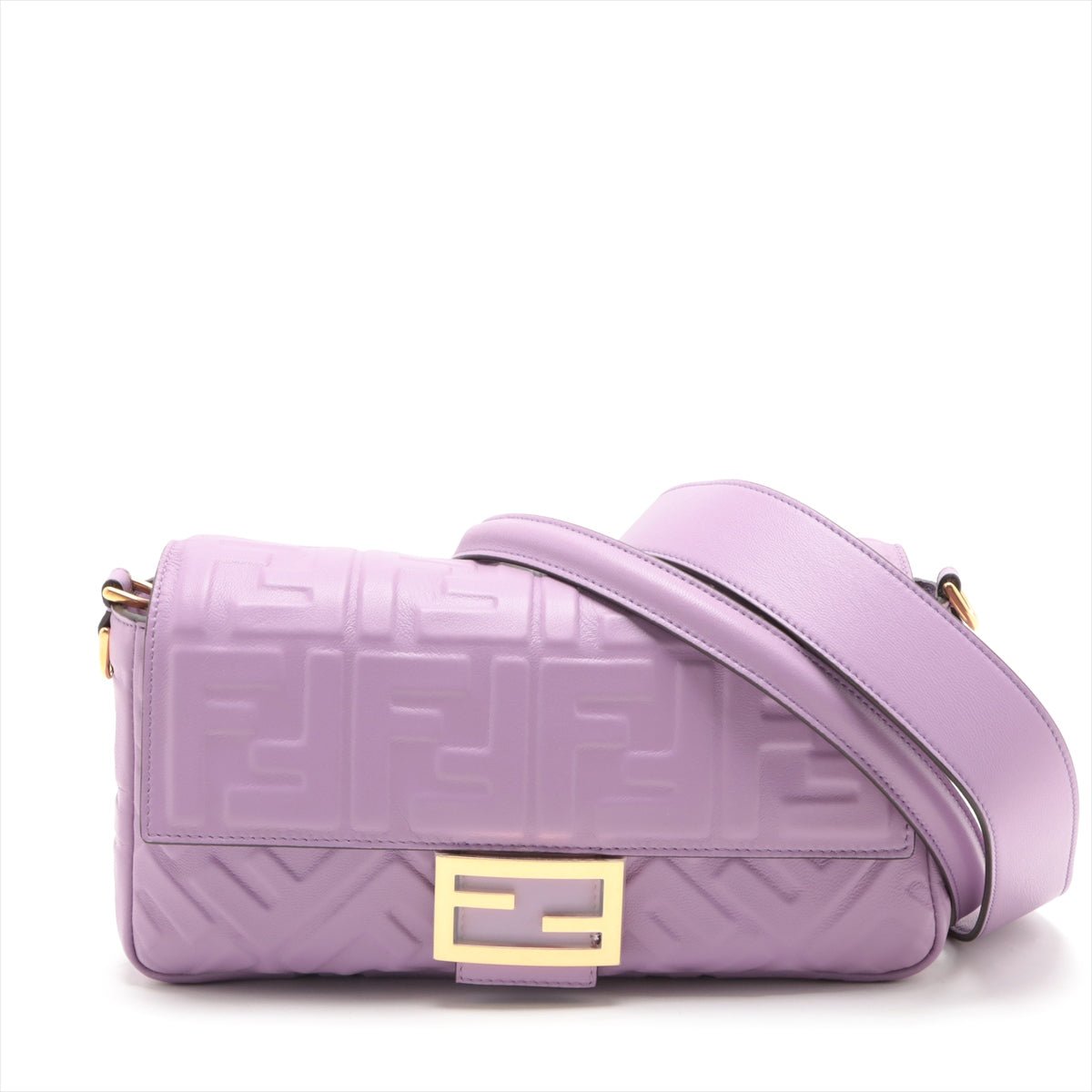 Second hand Fendi Baguette Medium FF Tridimensional Leather 2-Ways Baguette Bag Purple - Tabita Bags