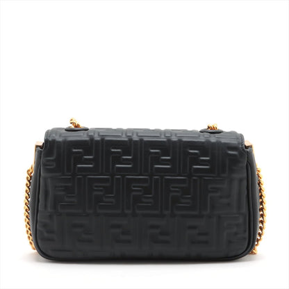 Second hand Fendi Baguette Midi Nappa Leather Black Chain Bag - Tabita Bags