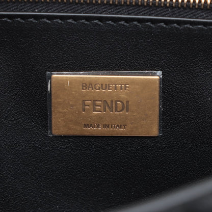 Second hand Fendi Baguette Midi Nappa Leather Black Chain Bag - Tabita Bags