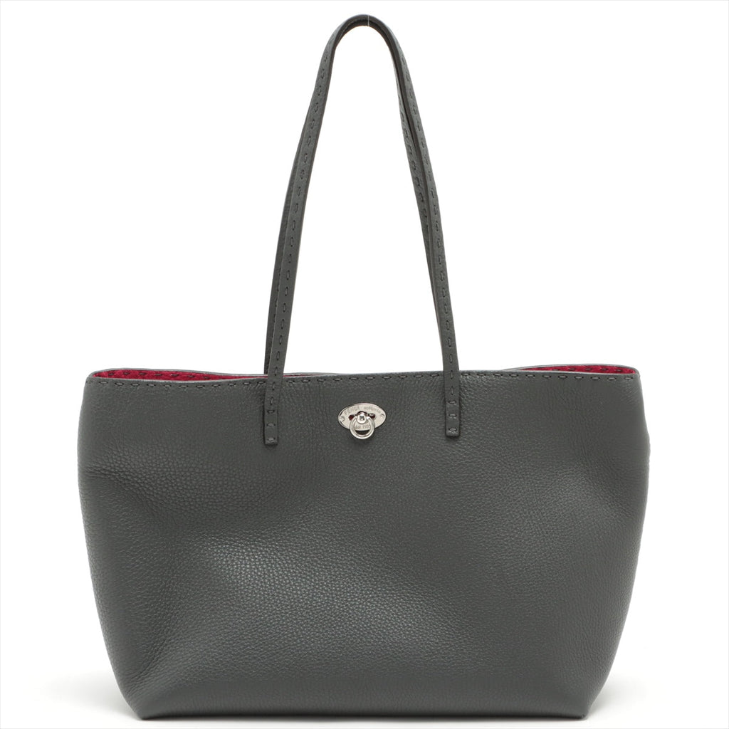 Second hand Fendi Carla Selleria Leather Grey Tote Bag - Tabita Bags