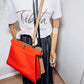 Second hand Fendi Peekaboo ISeeU Medium Leather Beige & Orange 2-Way Top-handle - Tabita Bags