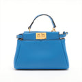 Second hand Fendi Peekaboo Micro Leather Blue 2-Way Top-handle - Tabita Bags