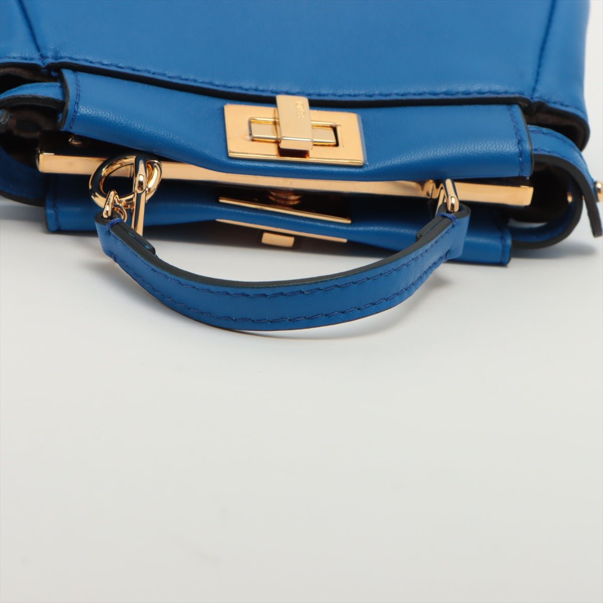 Second hand Fendi Peekaboo Micro Leather Blue 2-Way Top-handle - Tabita Bags