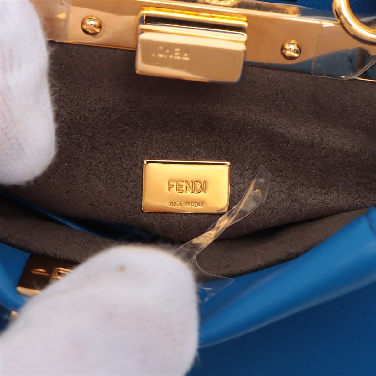 Second hand Fendi Peekaboo Micro Leather Blue 2-Way Top-handle - Tabita Bags