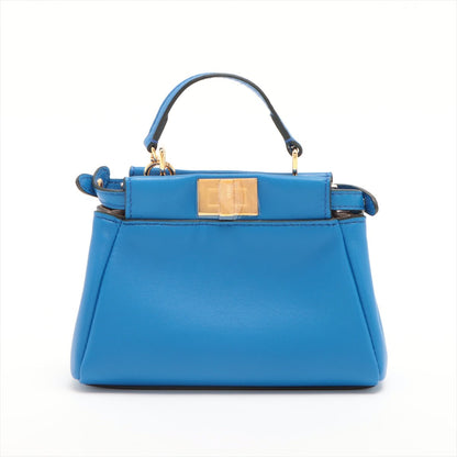 Second hand Fendi Peekaboo Micro Leather Blue 2-Way Top-handle - Tabita Bags