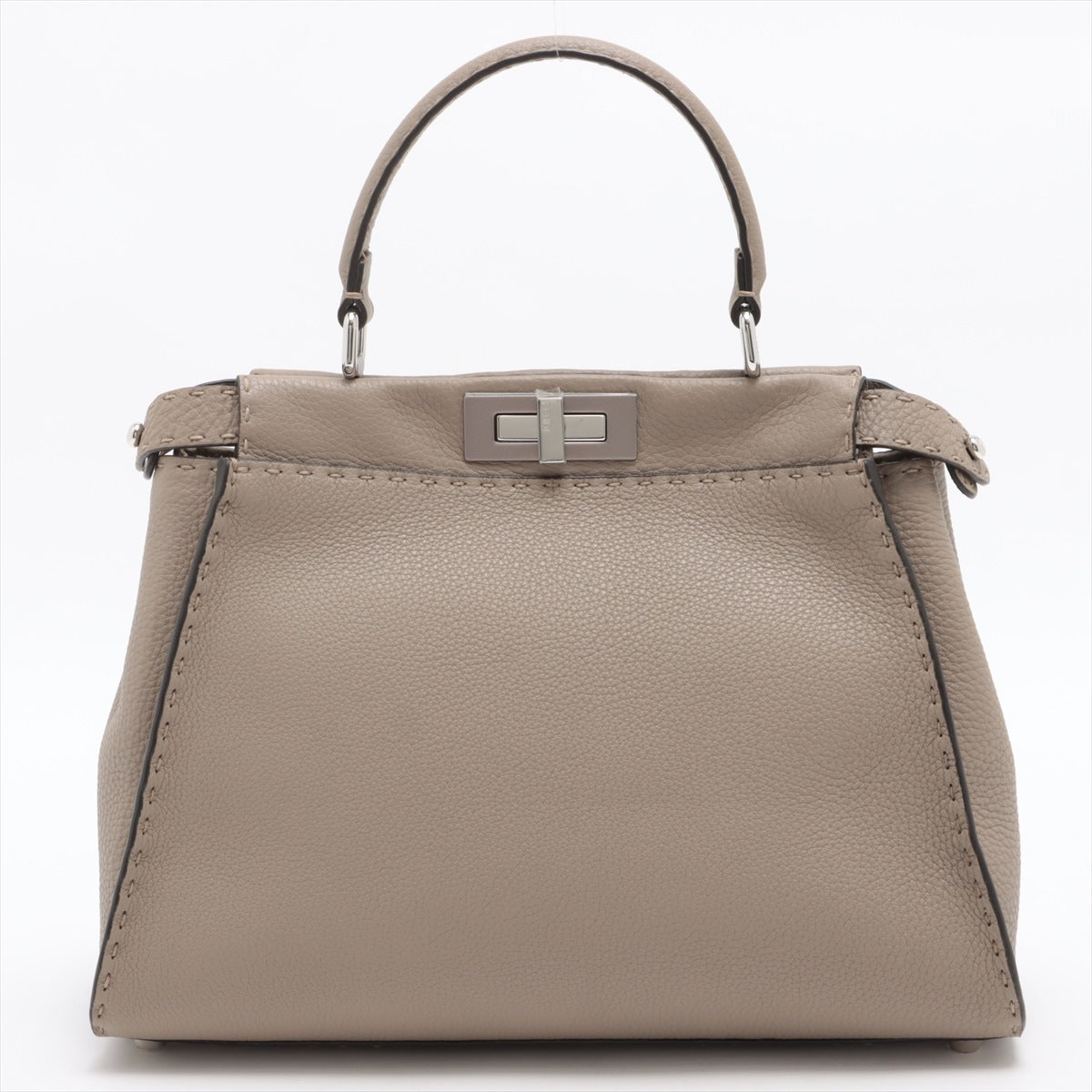 Second hand Fendi Peekaboo Regular Selleria Leather 2-way Beige - Tabita Bags