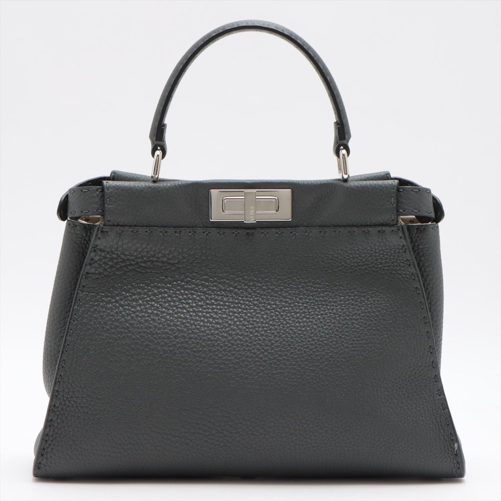 Second hand Fendi Peekaboo Regular Selleria Leather 2-way Grey - Tabita Bags