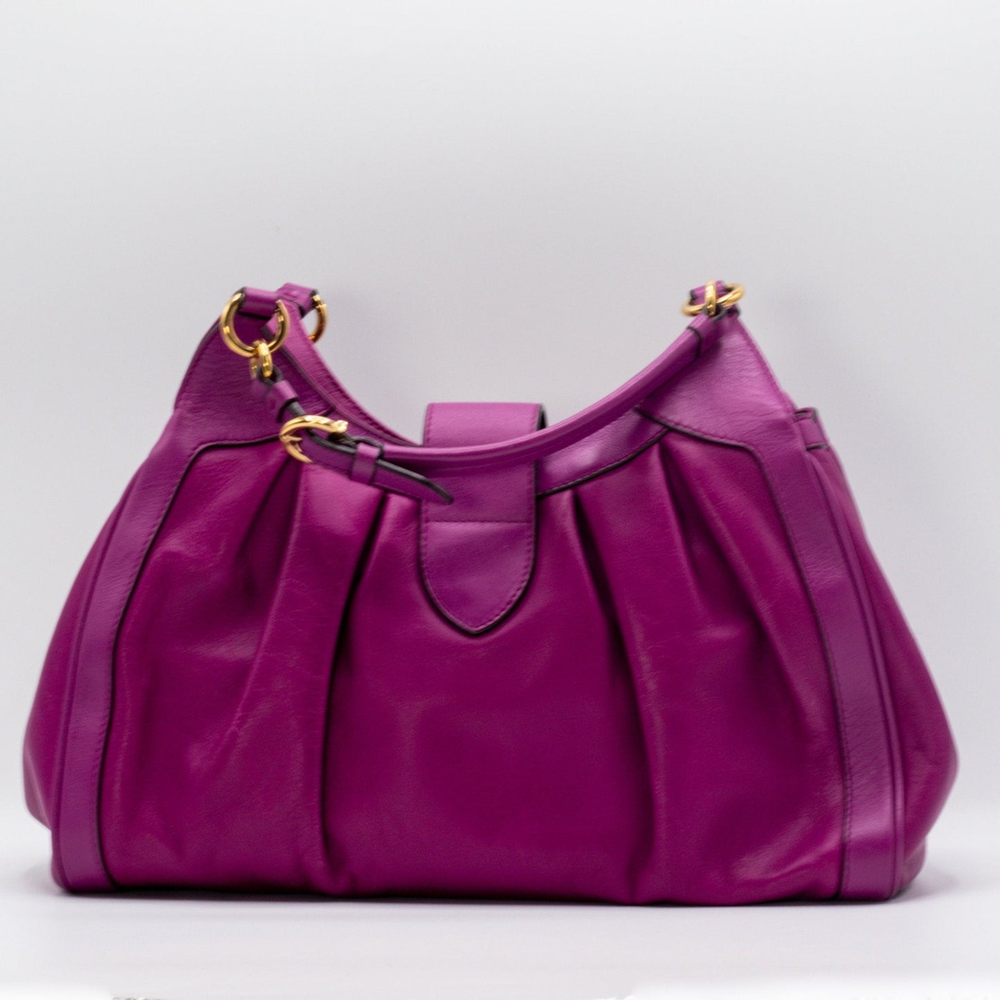 Second hand Ferragamo Gancini Violet Leather Handbag - Tabita Bags