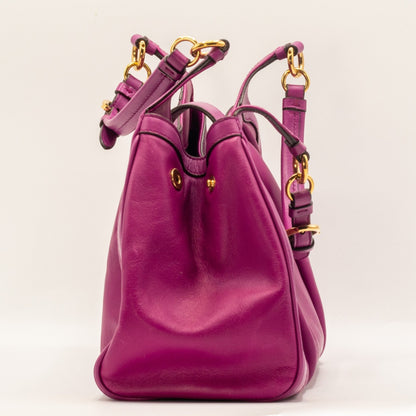 Second hand Ferragamo Gancini Violet Leather Handbag - Tabita Bags