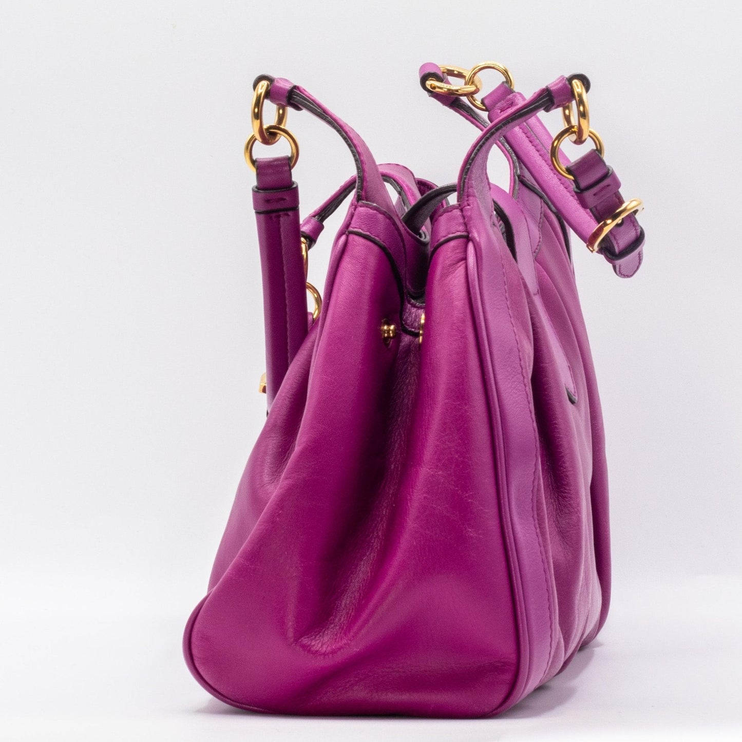 Second hand Ferragamo Gancini Violet Leather Handbag - Tabita Bags