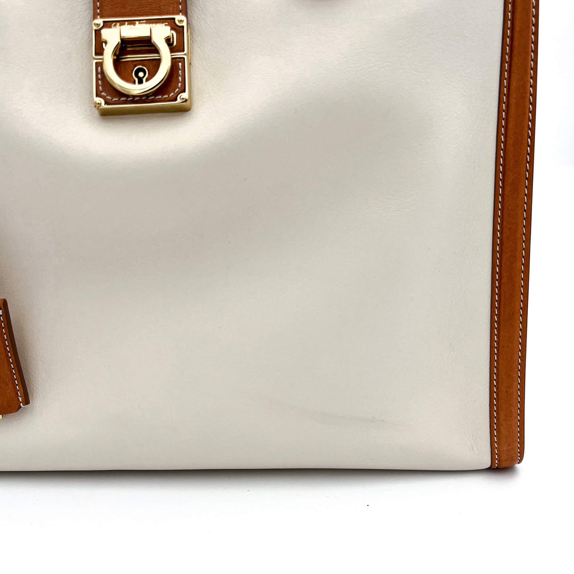 Second hand Ferragamo White Leather Tote - Tabita Bags