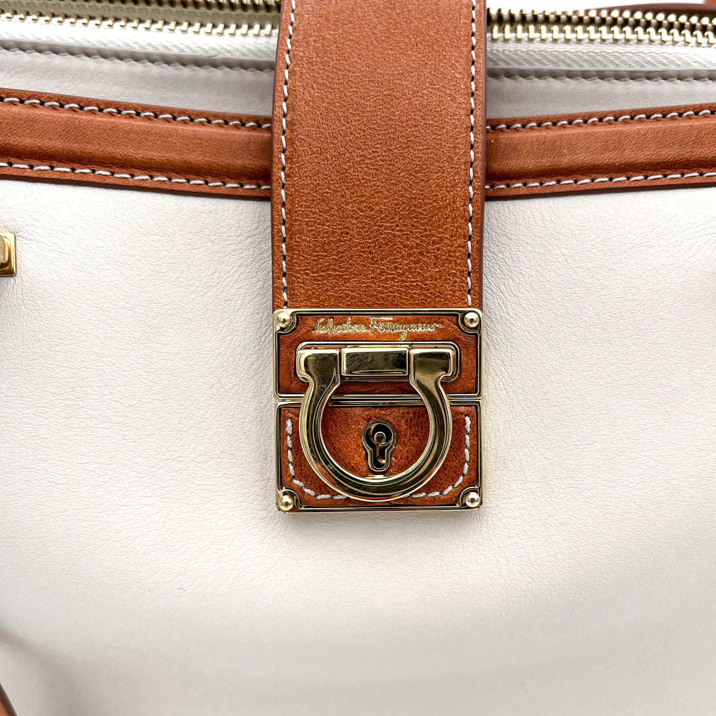 Second hand Ferragamo White Leather Tote - Tabita Bags