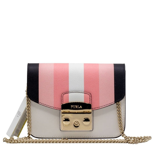 Second hand Furla Metropolis Mini Crossbody Black and Pink Leather - Tabita Bags