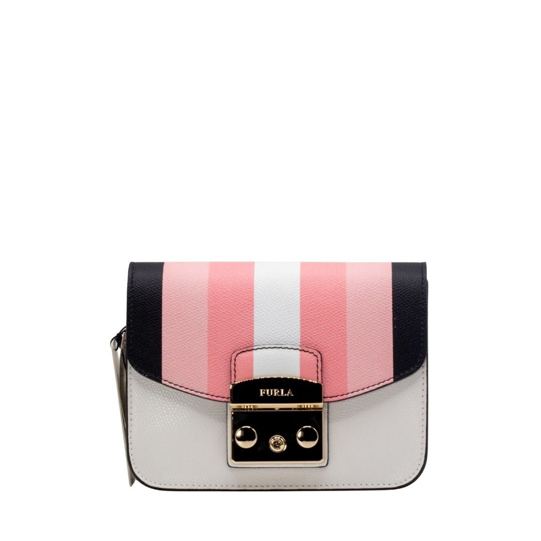 Second hand Furla Metropolis Mini Crossbody Black and Pink Leather - Tabita Bags