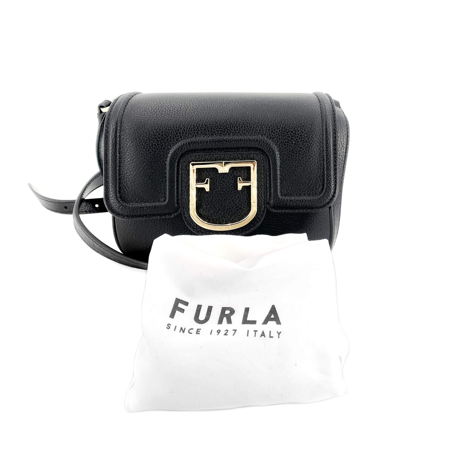 Second hand Furla Squared Leather Crossbody Black - Tabita Bags