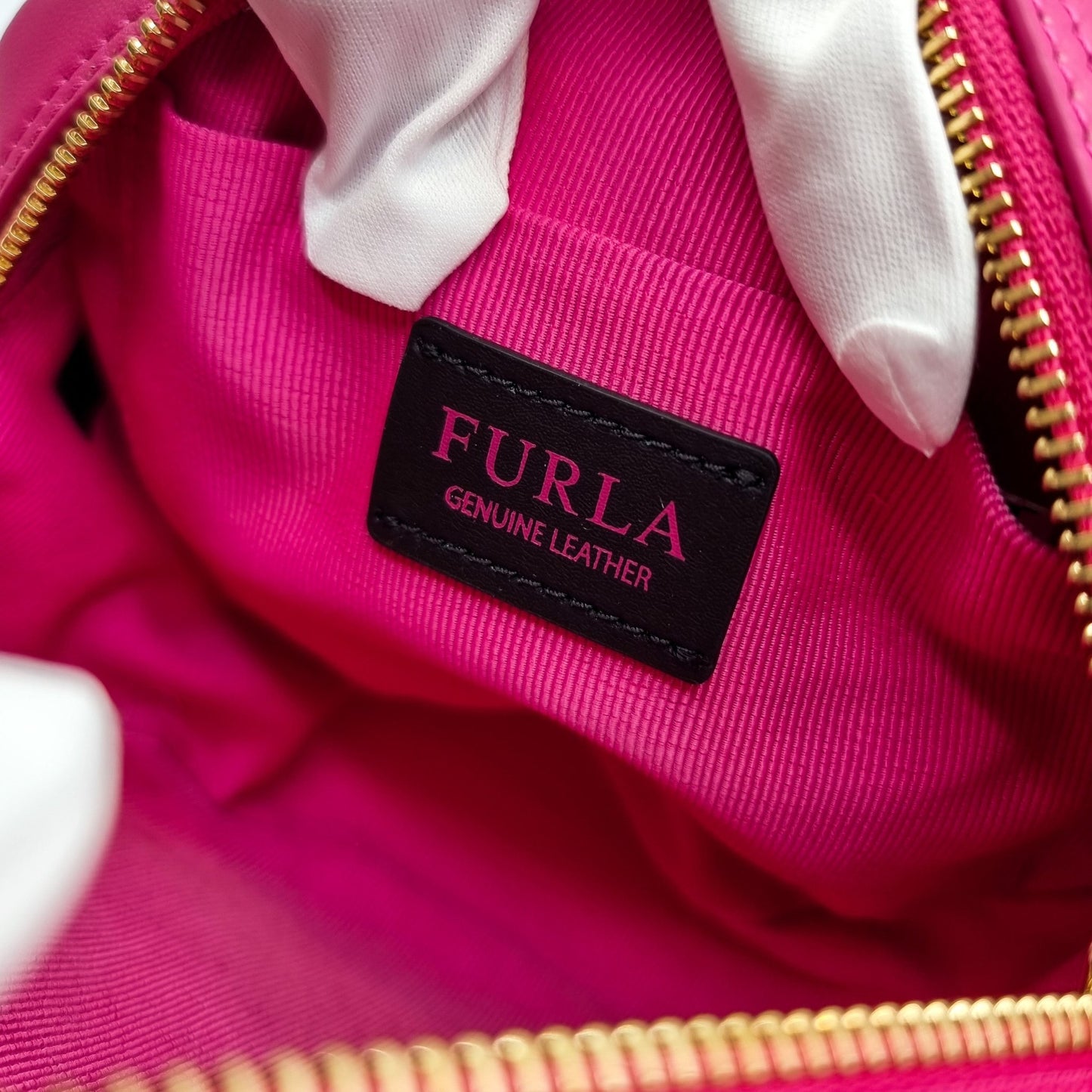 Second hand Furla Swing Mini Round Leather Crossbody Pink - Tabita Bags