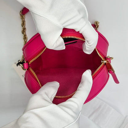 Second hand Furla Swing Mini Round Leather Crossbody Pink - Tabita Bags