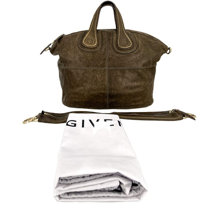 Second hand Givenchy Nightingale Medium Leather 2-Ways Weekender Bag Brown - Tabita Bags