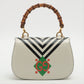 Second hand Gucci Bamboo 1947 Small Leather White & Black 2-Way Top-handle - Tabita Bags