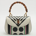 Second hand Gucci Bamboo 1947 Small Leather White & Black 2-Way Top-handle - Tabita Bags