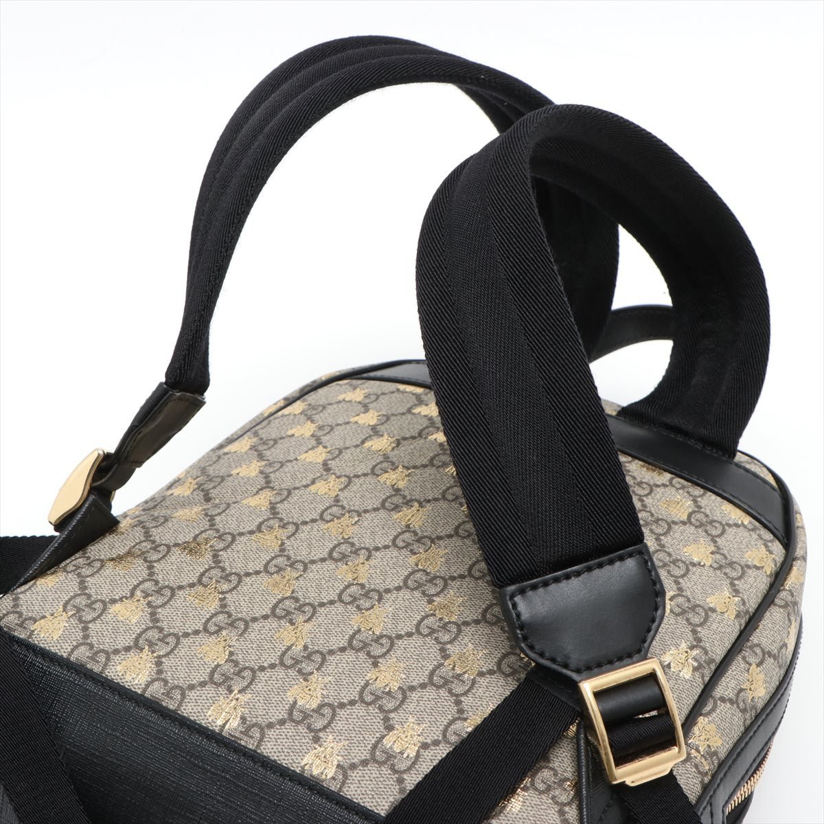 Second hand Gucci Bee GG Supreme Beige Black Backpack - Tabita Bags